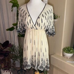 Elegant Cream and Black Women's Dress